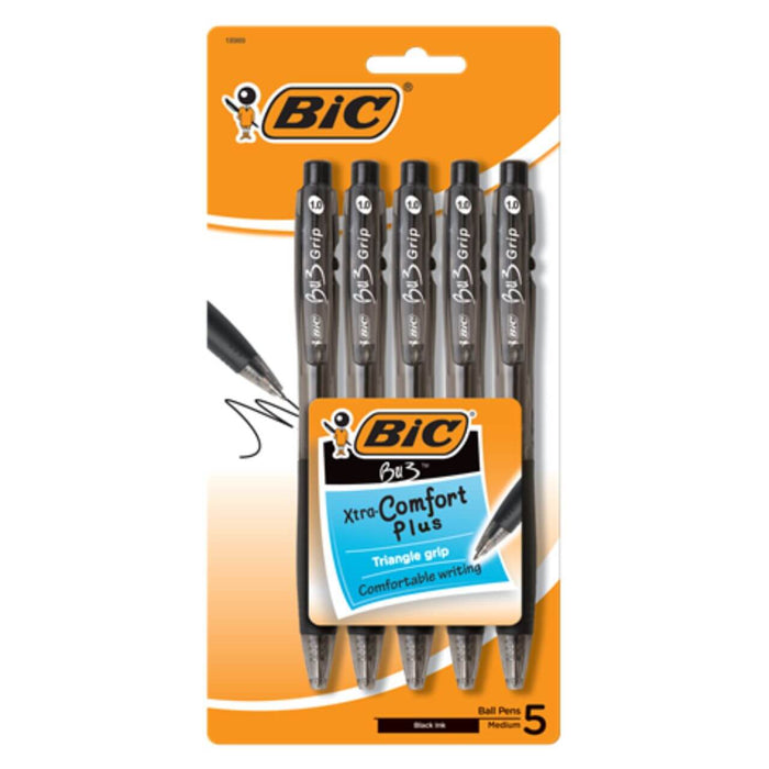 Bic BU3 Grip Retractable Ballpoint Pens 5 Pack